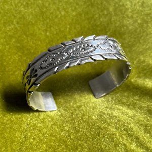 Sterling Silver Navajo Cuff Bracelet by Artist Ronnie Willie